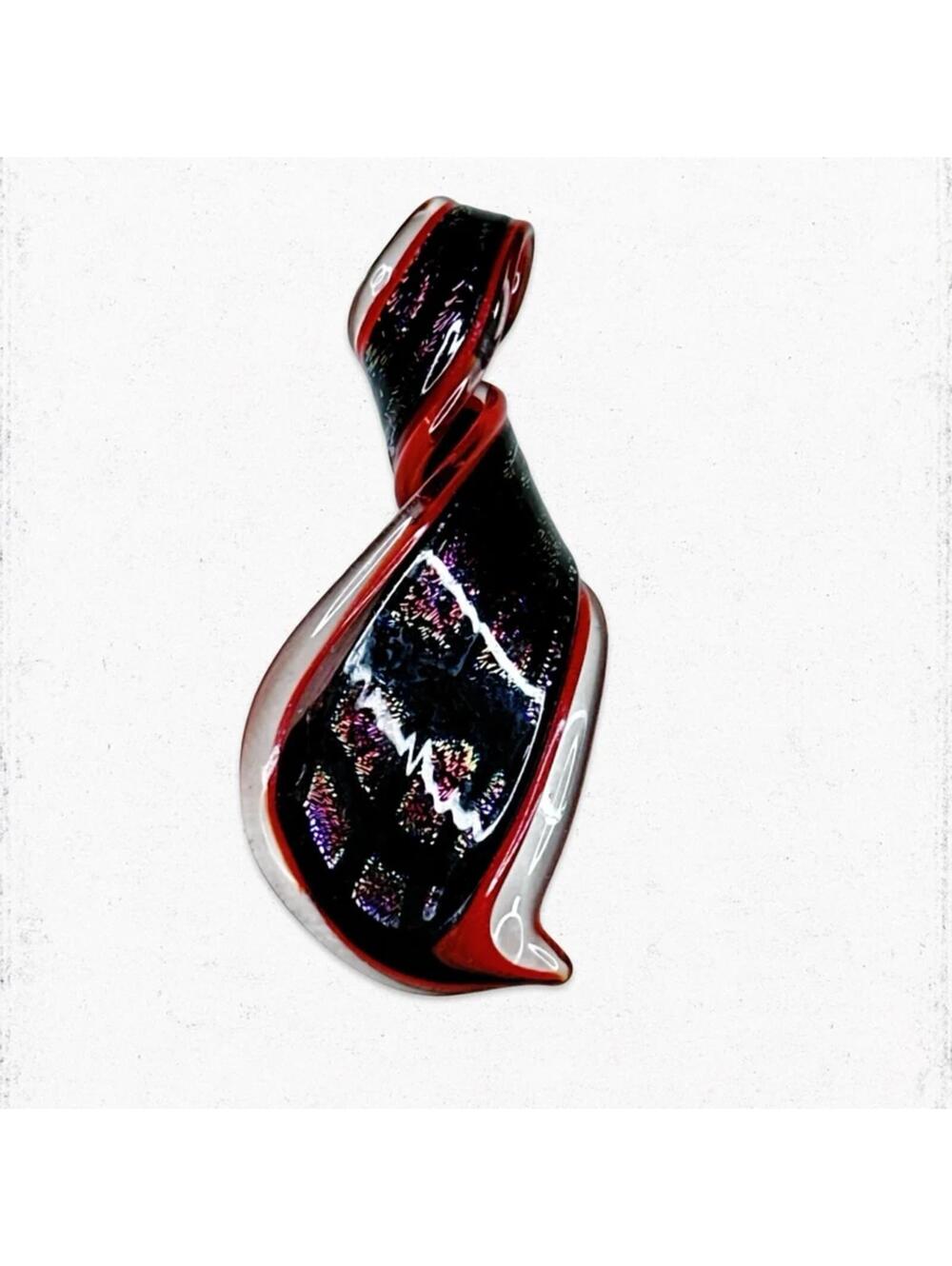 6176gc. Red and Black Twisted Art Glass